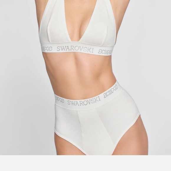 SWAROVSKI X SKIMS Ribbed High-Rise Crystal Logo Brief - Picture 2 of 4